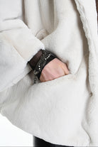 4- W5173 JACKET Oversized in Lined Faux Fur, White. TEPHRA