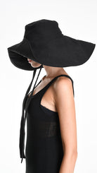 A34Y W510625 HAT Linen Cotton & Lined Black