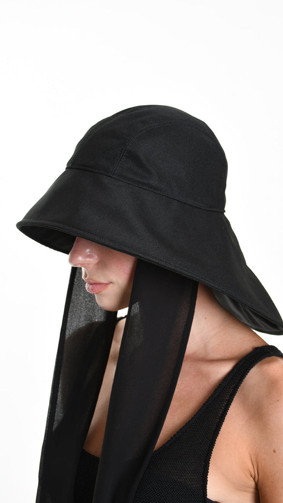 A34Y W510825 HAT Canvas Georgette & Lined Black.