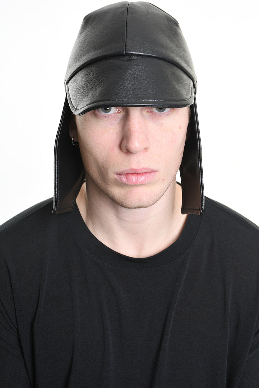 4Y W5211 HAT Leather Lined UNISEX Black LA HAINE INSIDE US