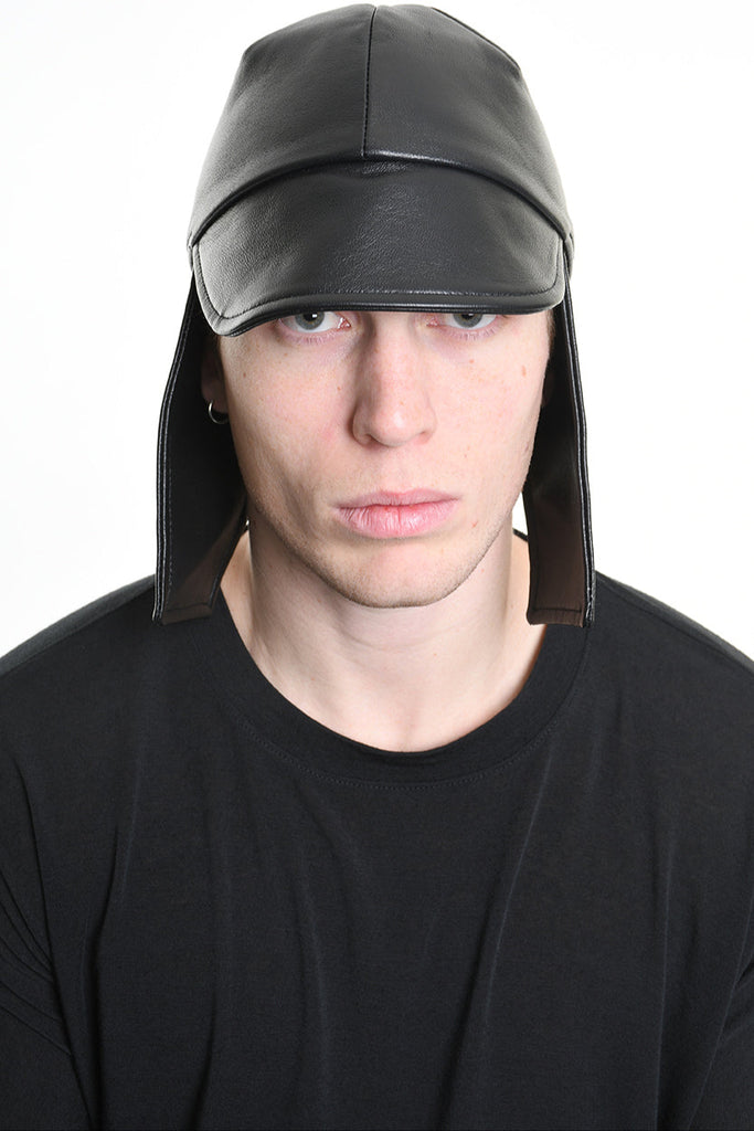 4Y W5211 HAT Leather Lined UNISEX Black LA HAINE INSIDE US