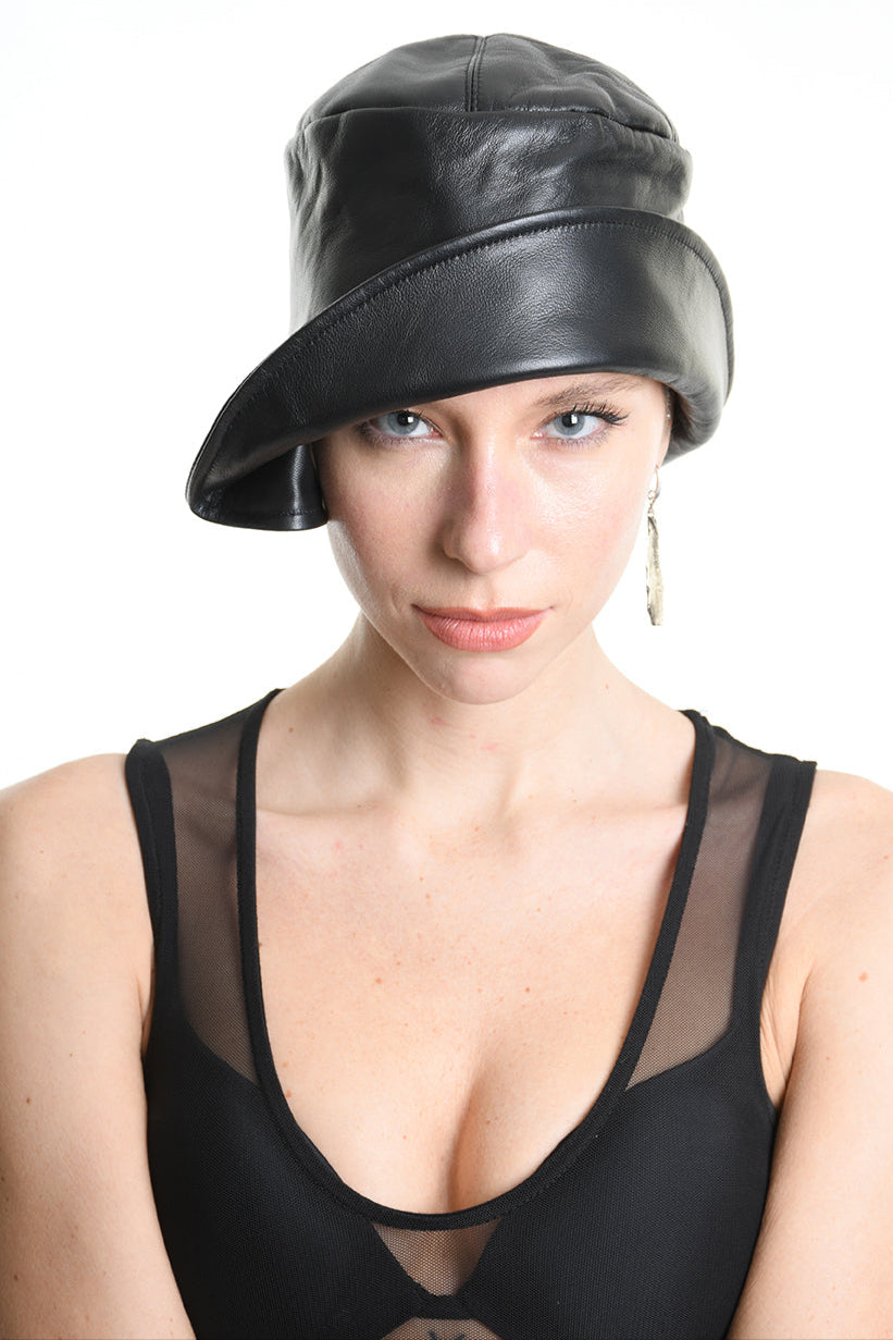 4Y W5212 HAT Leather Lined Black WOMAN LA HAINE INSIDE US