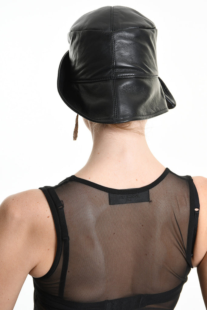 4Y W5212 HAT Leather Lined Black WOMAN LA HAINE INSIDE US