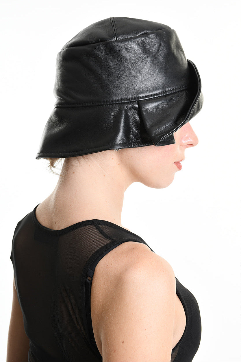 4Y W5212 HAT Leather Lined Black WOMAN LA HAINE INSIDE US