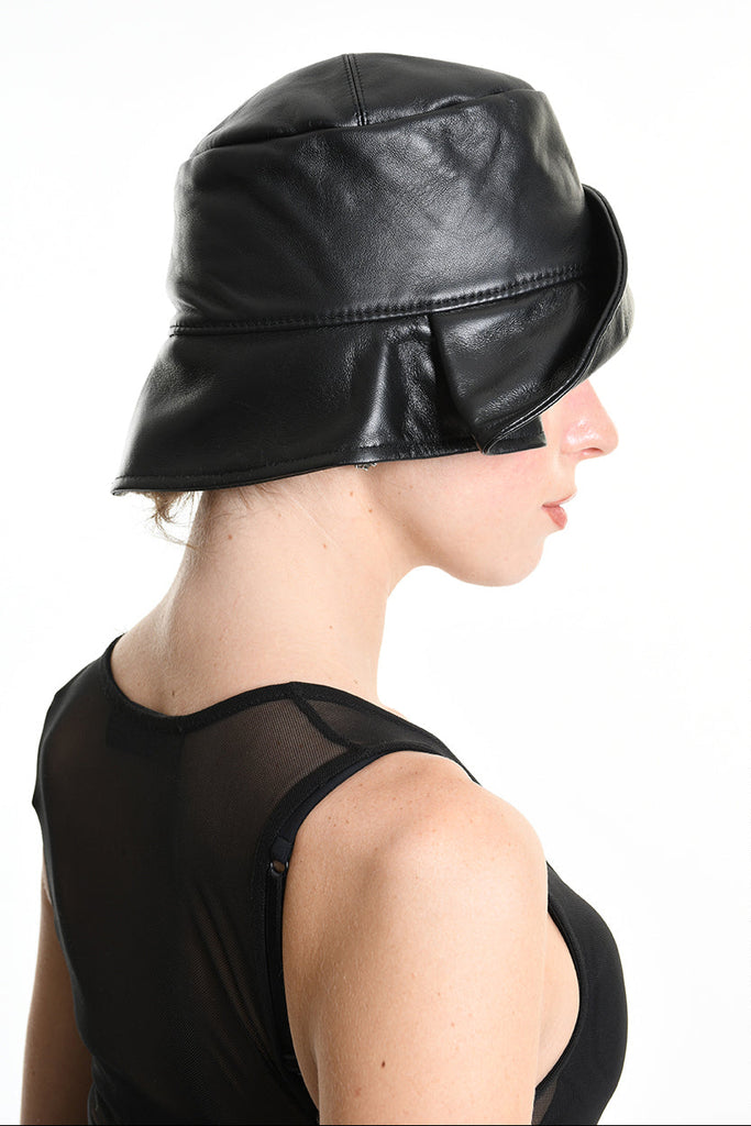 4Y W5212 HAT Leather Lined Black WOMAN LA HAINE INSIDE US