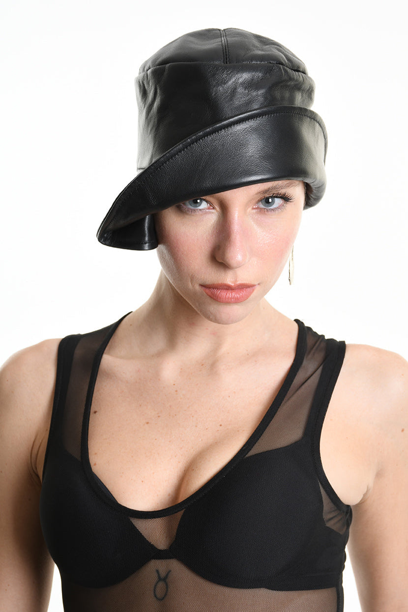 4Y W5212 HAT Leather Lined Black WOMAN LA HAINE INSIDE US