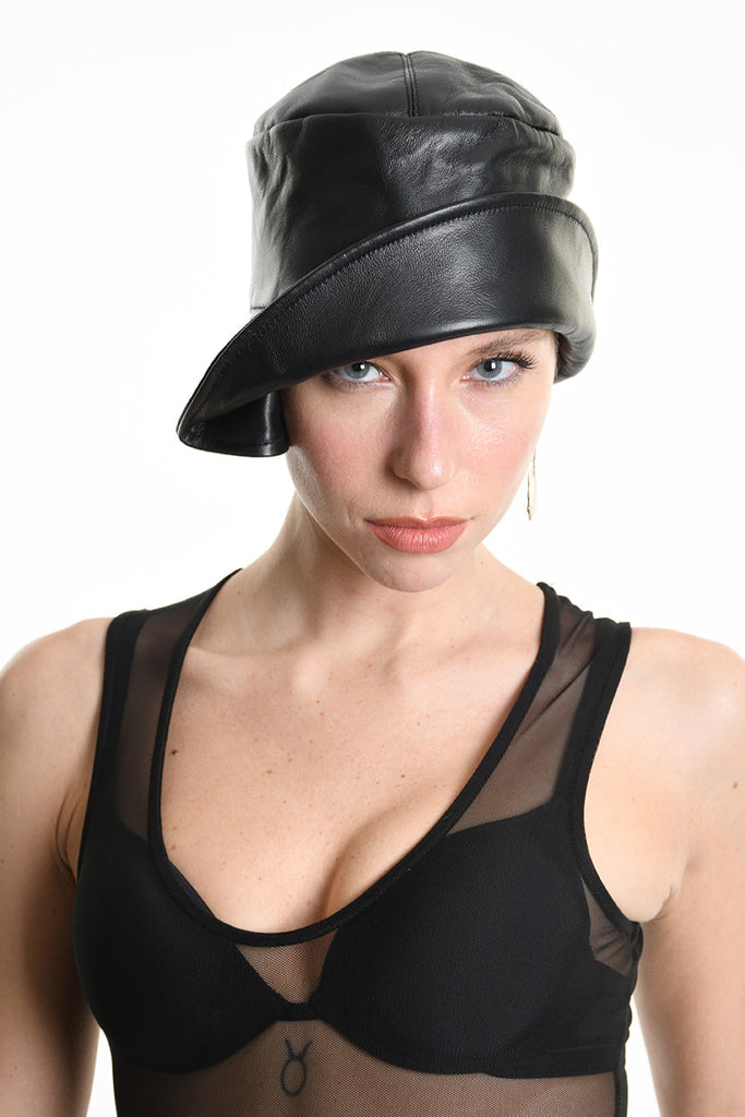 4Y W5212 HAT Leather Lined Black WOMAN LA HAINE INSIDE US