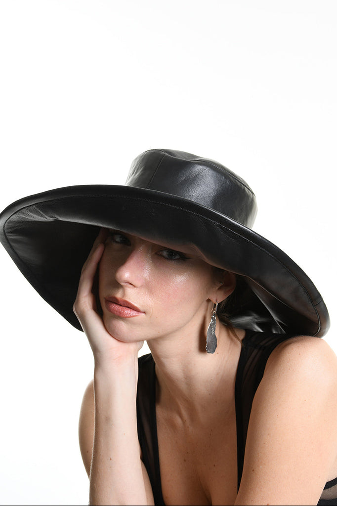 4Y W5213 HAT Leather Lined Black UNISEX LA HAINE INSIDE US