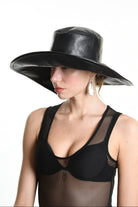 4Y W5213 HAT Leather Lined Black UNISEX LA HAINE INSIDE US