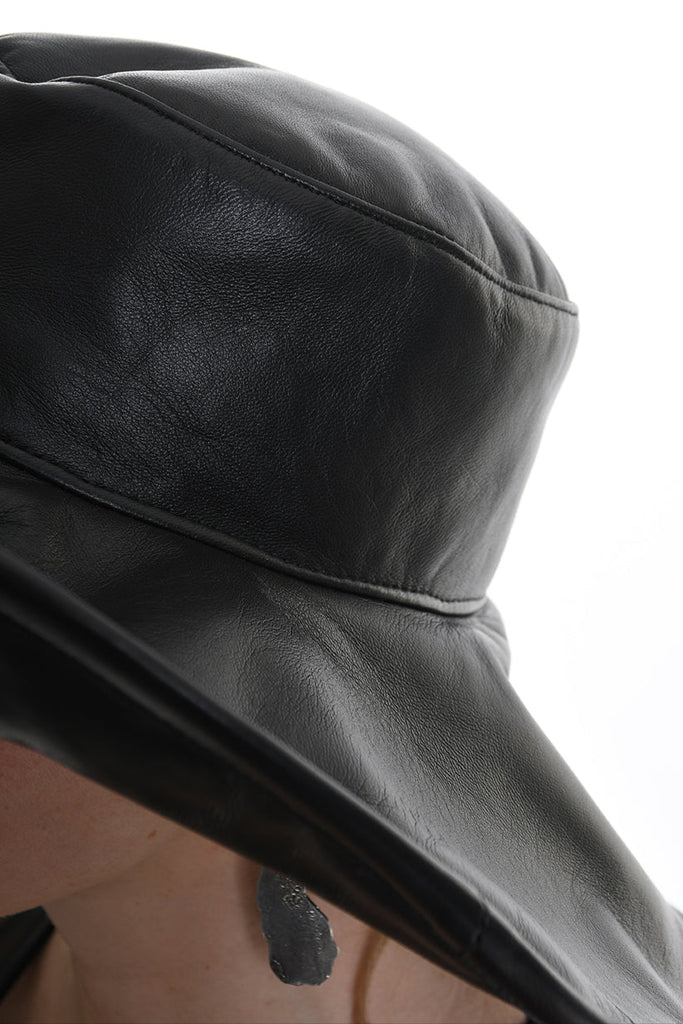 4Y W5213 HAT Leather Lined Black UNISEX LA HAINE INSIDE US