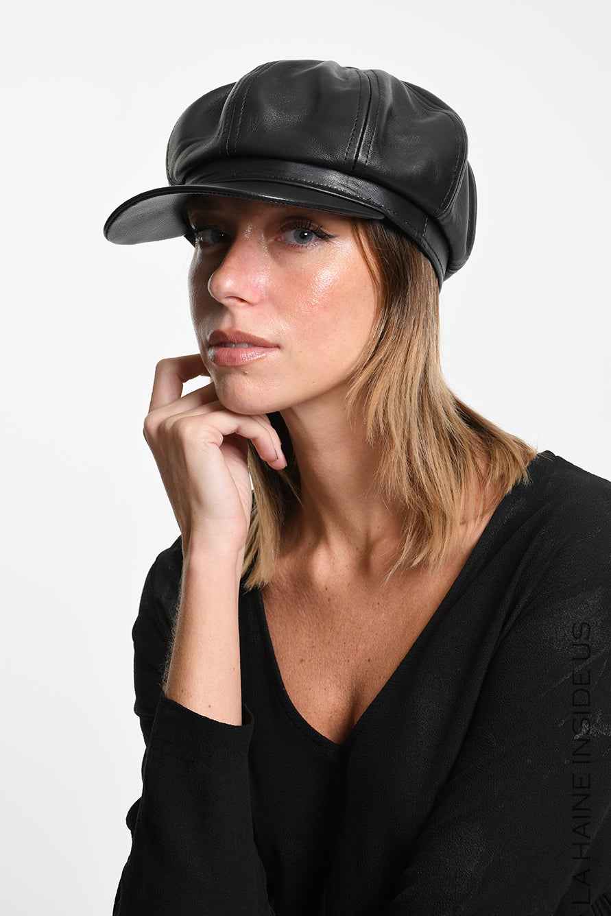 4Y W5514 HAT Nappa Leather Lined UNISEX U Black