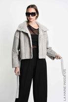 4- W5396 SPORT JACKET Over Crop faux Sheepskin Doubleface Dyed Cold Sand