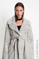 4- W5398 COAT Regular Faux Shearling Dyed Cold Sand
