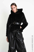 4- W5402 SPORT JACKET Regular Faux Fur Devore Lined Black
