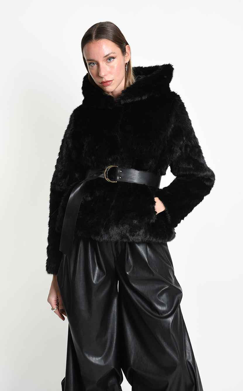 4- W5402 SPORT JACKET Regular Faux Fur Devore Lined Black