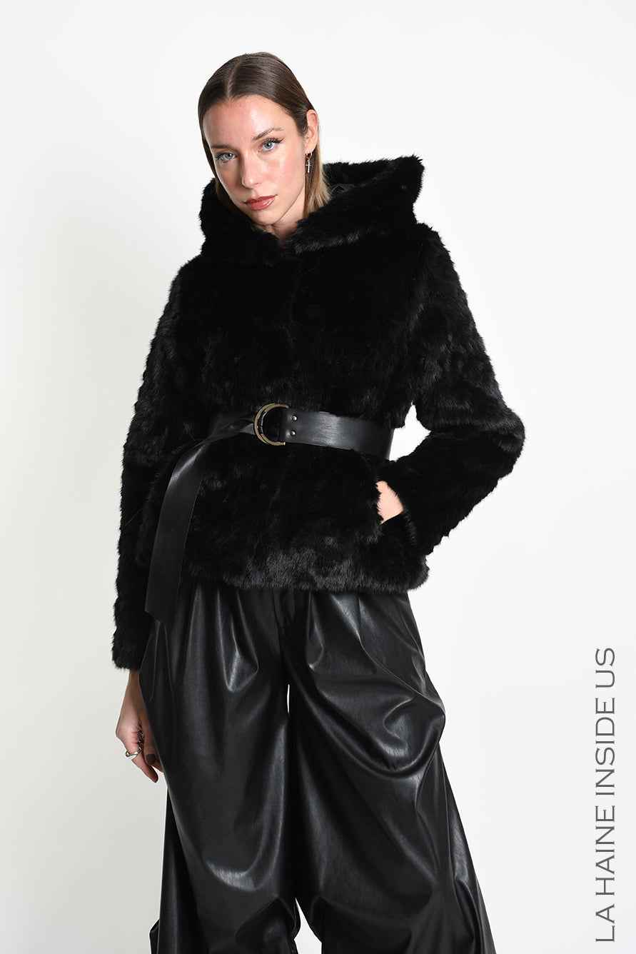 4- W5402 SPORT JACKET Regular Faux Fur Devore Lined Black