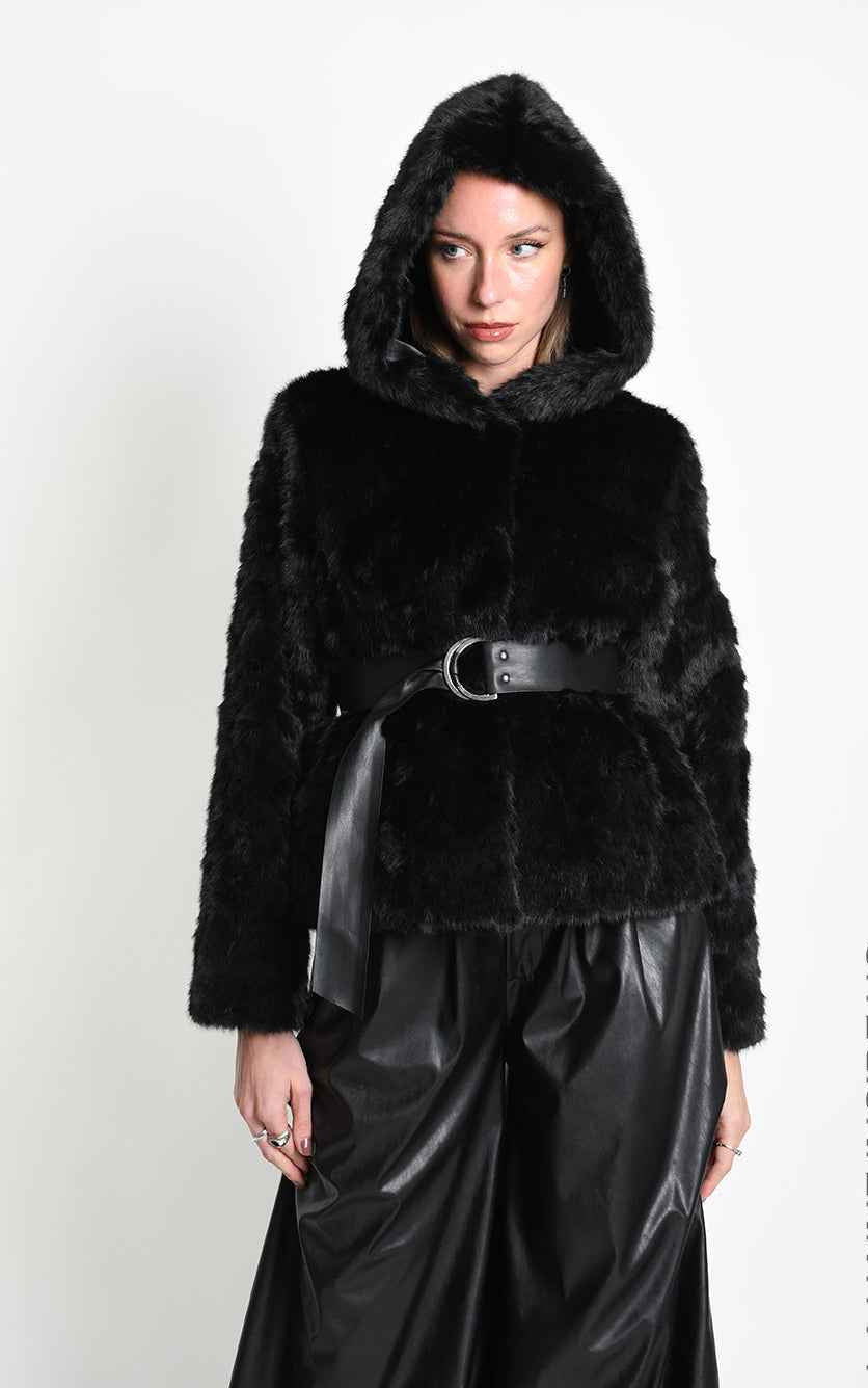 4- W5402 SPORT JACKET Regular Faux Fur Devore Lined Black