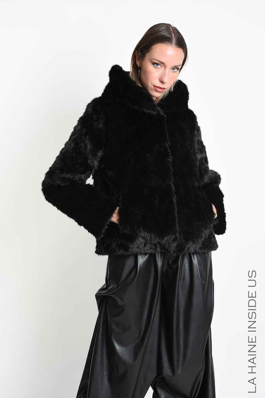 4- W5402 SPORT JACKET Regular Faux Fur Devore Lined Black
