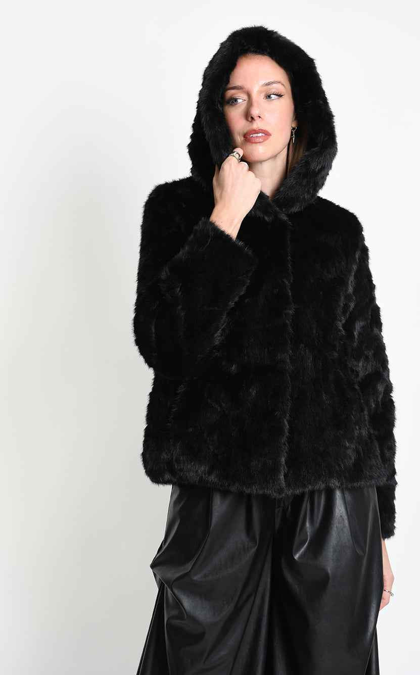 4- W5402 SPORT JACKET Regular Faux Fur Devore Lined Black