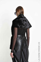 4- W5403 SCARF Multifunctional Llined Faux Fur Devore Black