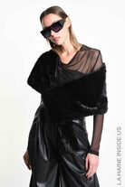 4- W5403 SCARF Multifunctional Llined Faux Fur Devore Black