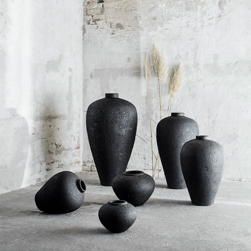 Jar Luna Black 60 - Black Terracotta - Ø35xH60 cm MUUBS