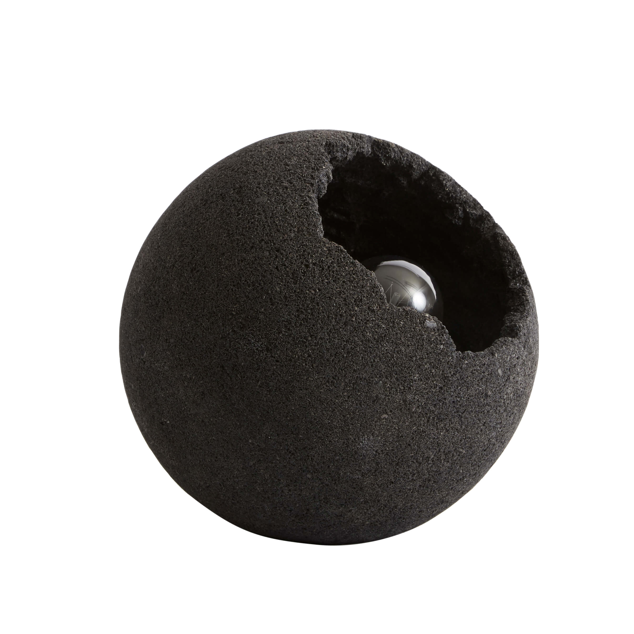 Floor lamp Crust - Mat Black Lava stone - Ø22xH21 cm MUUBS