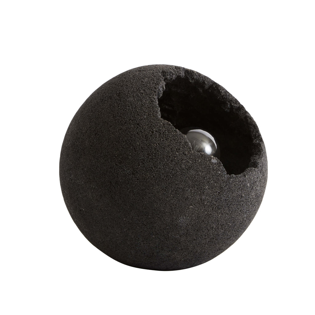 Floor lamp Crust - Mat Black Lava stone - Ø22xH21 cm MUUBS