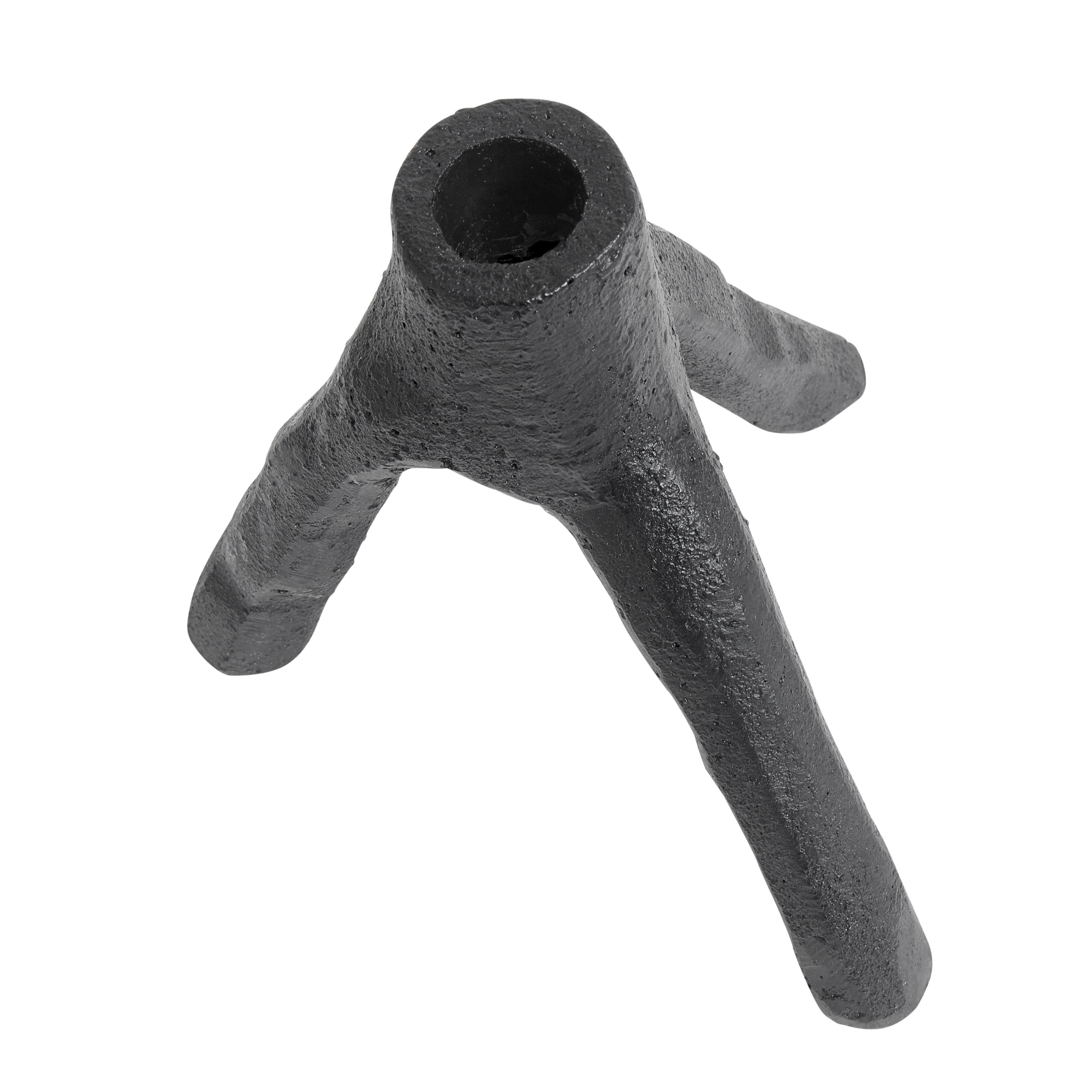 Candle holder Aion L - Black Casted Iron - W14,7xL16,4xH17 cm MUUBS