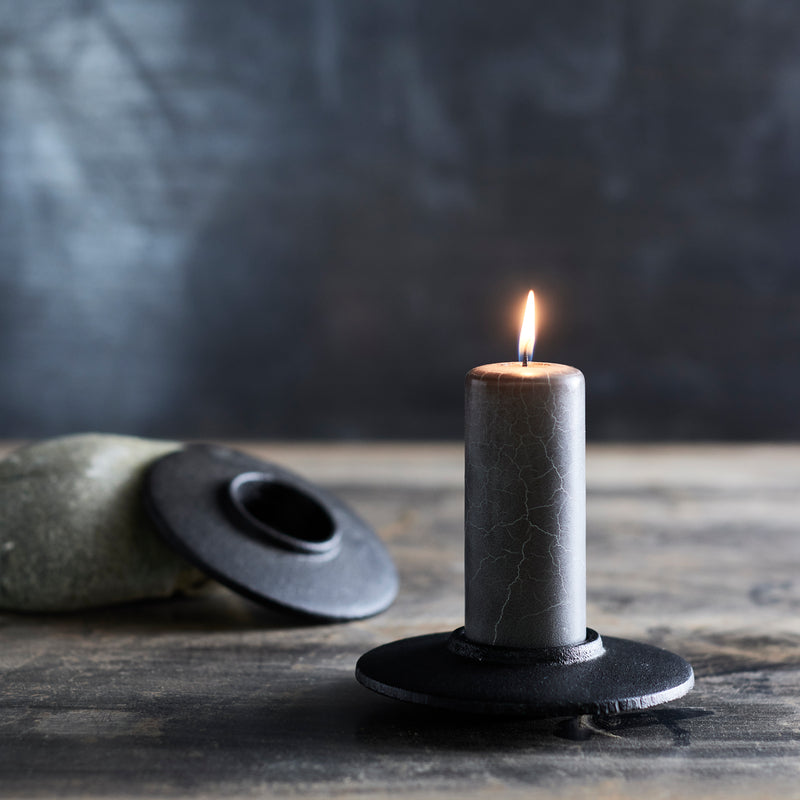 Tealight holder Aion - Black S/2 pcs. Casted Iron - Ø13xH3 cm MUUBS