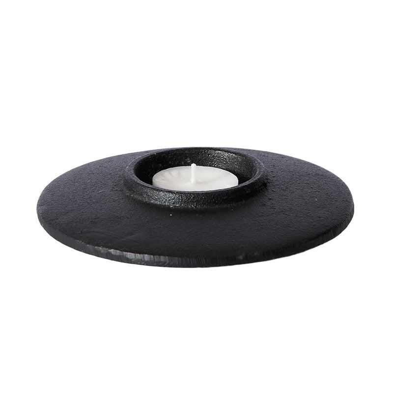 Tealight holder Aion - Black S/2 pcs. Casted Iron - Ø13xH3 cm MUUBS