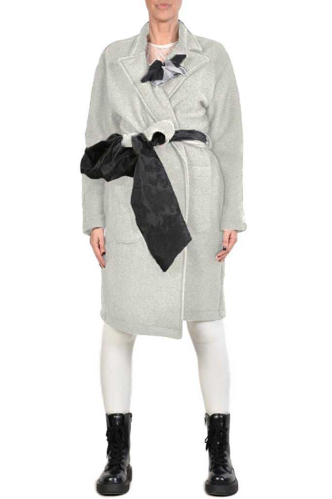 9B SM60TEPHRA1 GREY boiled wool coat 296.00 Coats & Jackets SANTAMUERTE TEPHRA