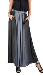 A39B SM20825 Long SKIRT in Gray Degrade Satin