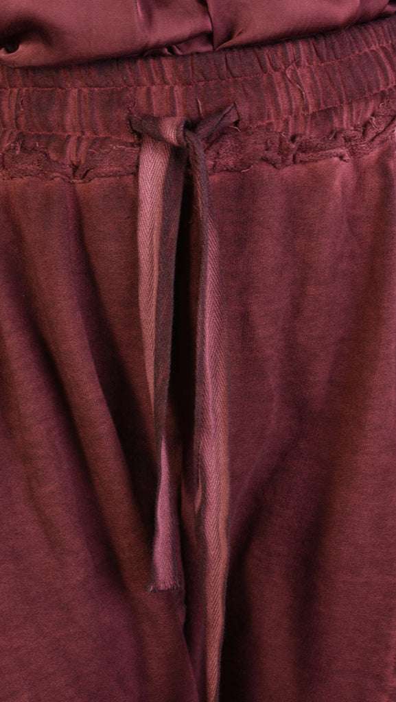 A39B SM21525 PANTS in Cold Dyed Fleece & Blood Satin