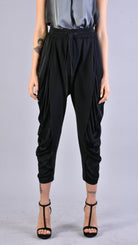 A39B SM21525 PANTS in Cold Dyed Fleece & Black Satin
