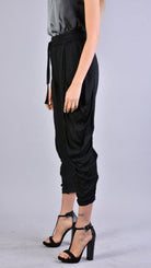 A39B SM21525 PANTS in Cold Dyed Fleece & Black Satin