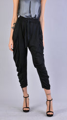 A39B SM21525 PANTS in Cold Dyed Fleece & Black Satin