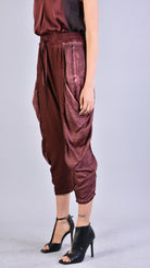 A39B SM21525 PANTS in Cold Dyed Fleece & Blood Satin