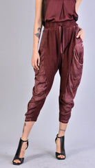 A39B SM21525 PANTS in Cold Dyed Fleece & Blood Satin