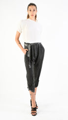A39B SM27525 TROUSERS in Linen & Viscose Silk Cold Dyed Gray Storm