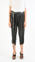 A39B SM27525 TROUSERS in Linen & Viscose Silk Cold Dyed Gray Storm