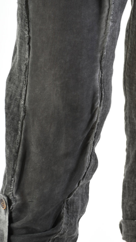 A39B SM27525 TROUSERS in Linen & Viscose Silk Cold Dyed Gray Storm