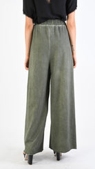 A39B SM27925 TROUSERS in Cotton & Viscose Silk Fleece Olive