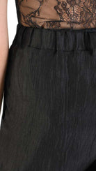 A39B SM29025 Straight TROUSERS in Black Crush Linen