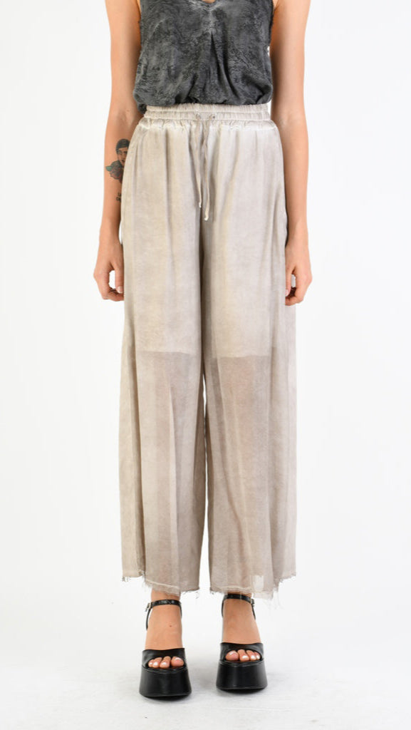A39B SM31025 Palazzo PANTS in Cotton Gabardine & Desert Silk Viscose
