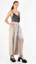 A39B SM31025 Palazzo PANTS in Cotton Gabardine & Desert Silk Viscose