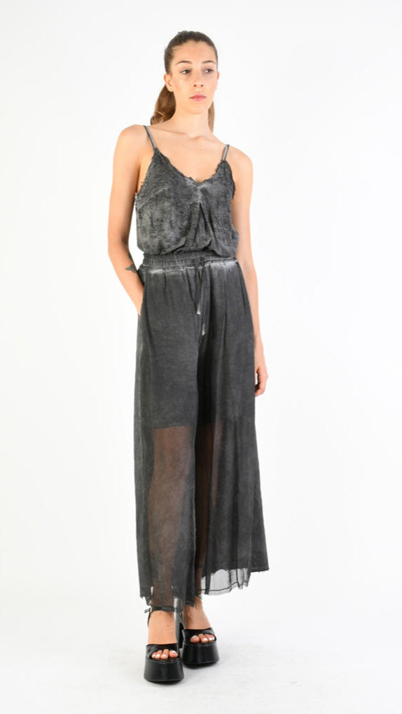 A39B SM31025 PANTS in Gabardine Cotton & Viscose Grey Storm