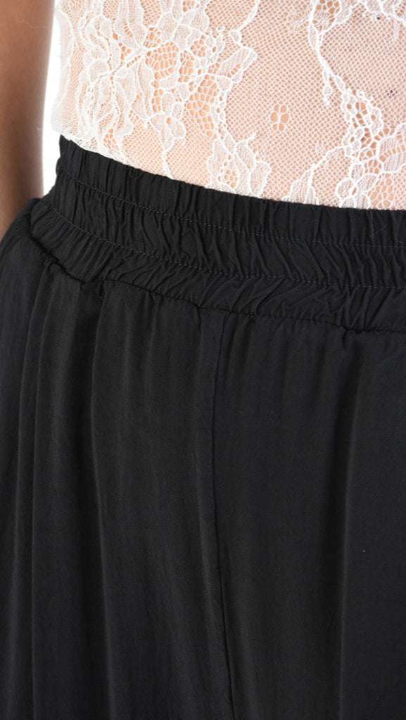 A39B SM33925 Palazzo PANTS in Black Marbled Dyed Viscose Tencel