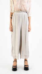 A39B SM33925 Palazzo PANTS in IVORY Marbled Dyed Viscose Tencel