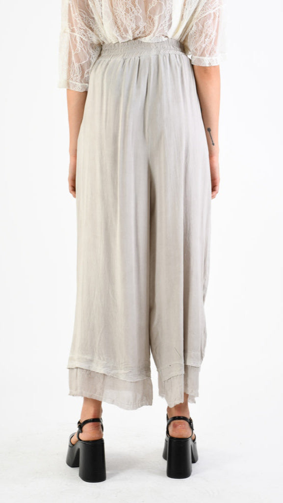 A39B SM33925 Palazzo PANTS in IVORY Marbled Dyed Viscose Tencel